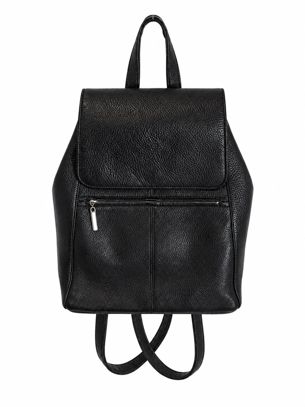 Liz Claiborne Black Pebbled Leather Backpack Purse